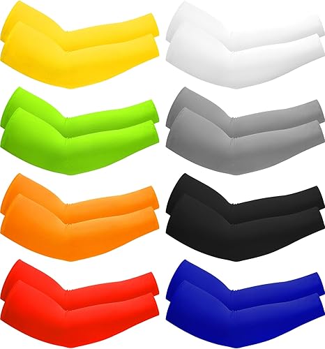 Vista 39 de 8 Pairs Arm Sleeves UV Sun Protection for Men Women Cooling Tattoo Cover Up Sleeves Negro