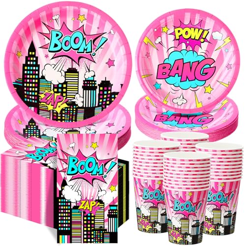 Funnymoom 250 Pcs Girl Hero Birthday Decoration Set