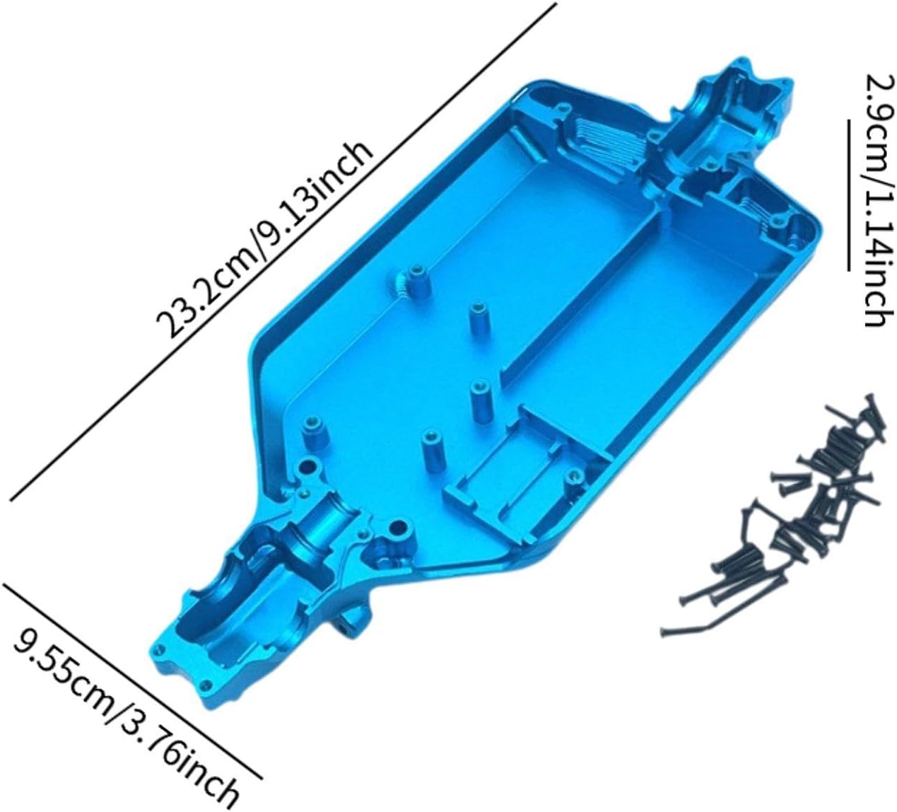 Menolana 1/16 RC Car Chassis CNC Metal Chassis Body Frame Board DIY Accs Spare Parts Replacement for 16101 16102 16106 16201 Car Model, Blue