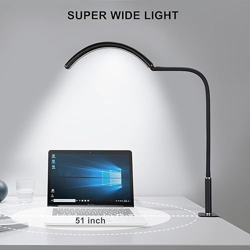 Miniatura 8 de Lámpara de escritorio profesional de media luna para técnicos de uñas y artistas, lámpara LED de cuello de cisne flexible con diseño de cuidado de