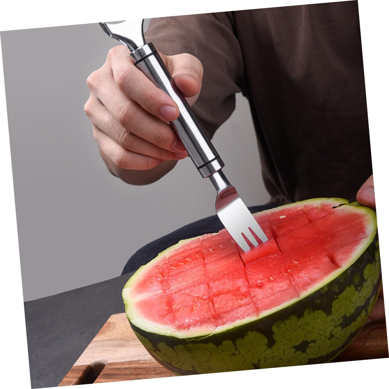 2Pcs Stainless Steel Watermelon Fork Cutter for Cubes in Kitchen