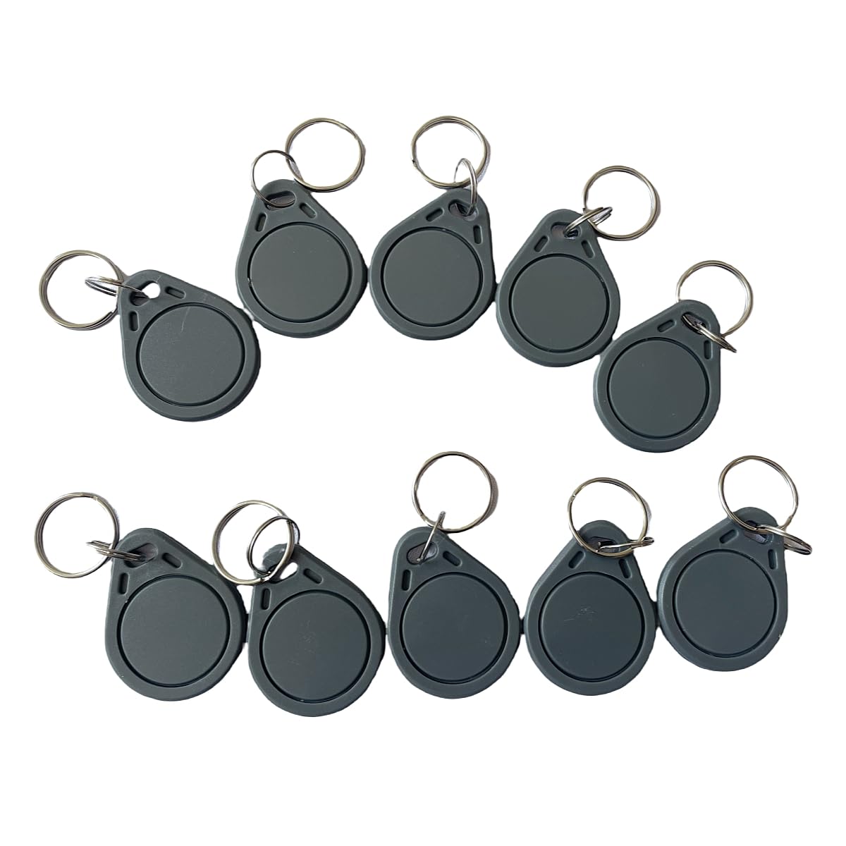 Lot de 100 porte-clés classiques 1K, M1 13,56 MHz avec étiquette RFID ISO14443A, lisible et inscriptible (gris)