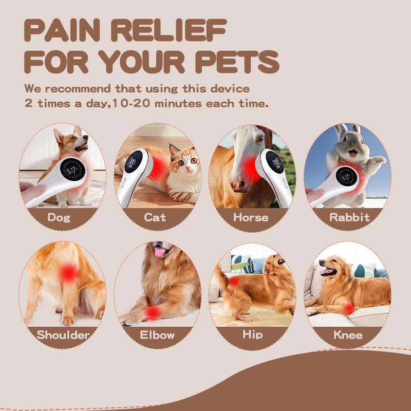 Red Light LLLT Cold Laser Therapy for Pet Dogs Cats Horses Vet, Near Infrared Light Therapy Device for Muscle & Joint Pain Relief Wound Healing Care Reduces Inflammation with Upgrade Protective Cover