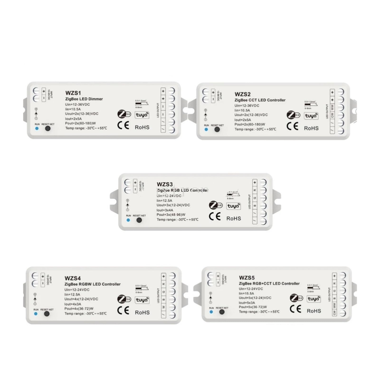 Sterownik LED WZS1/2/3/4/5 DC12-24-36V sterowany głosem, kompatybilny z monochromatycznymi taśmami CCT RGB RGBW(WZS5)