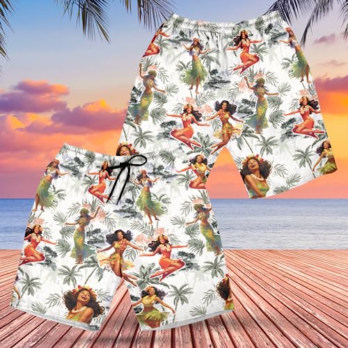 Hula Girl Men's Swim Trunks - Hula Dancer Hawaiian Shorts for Men, Men's Summer Bathing Shorts Set 392