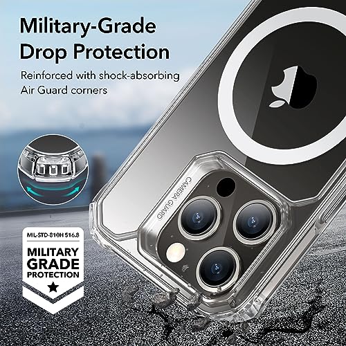 ESR for iPhone 15 Pro Max Case, Compatible with MagSafe, Set with 2 Screen Protectors and Single Lens Protectors, Air Guard Corners, Yellowing-Resistant Acrylic Back, Air Armor Series, Clear image 4