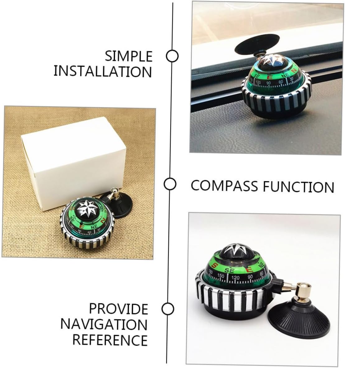 CHILDWEET 2pcs Adjustable Auto Interior Compass Ball with Dashboard Mount for Car Truck Navigation ABS Material Multi-Colored Design for Outdoor and Vehicle Use