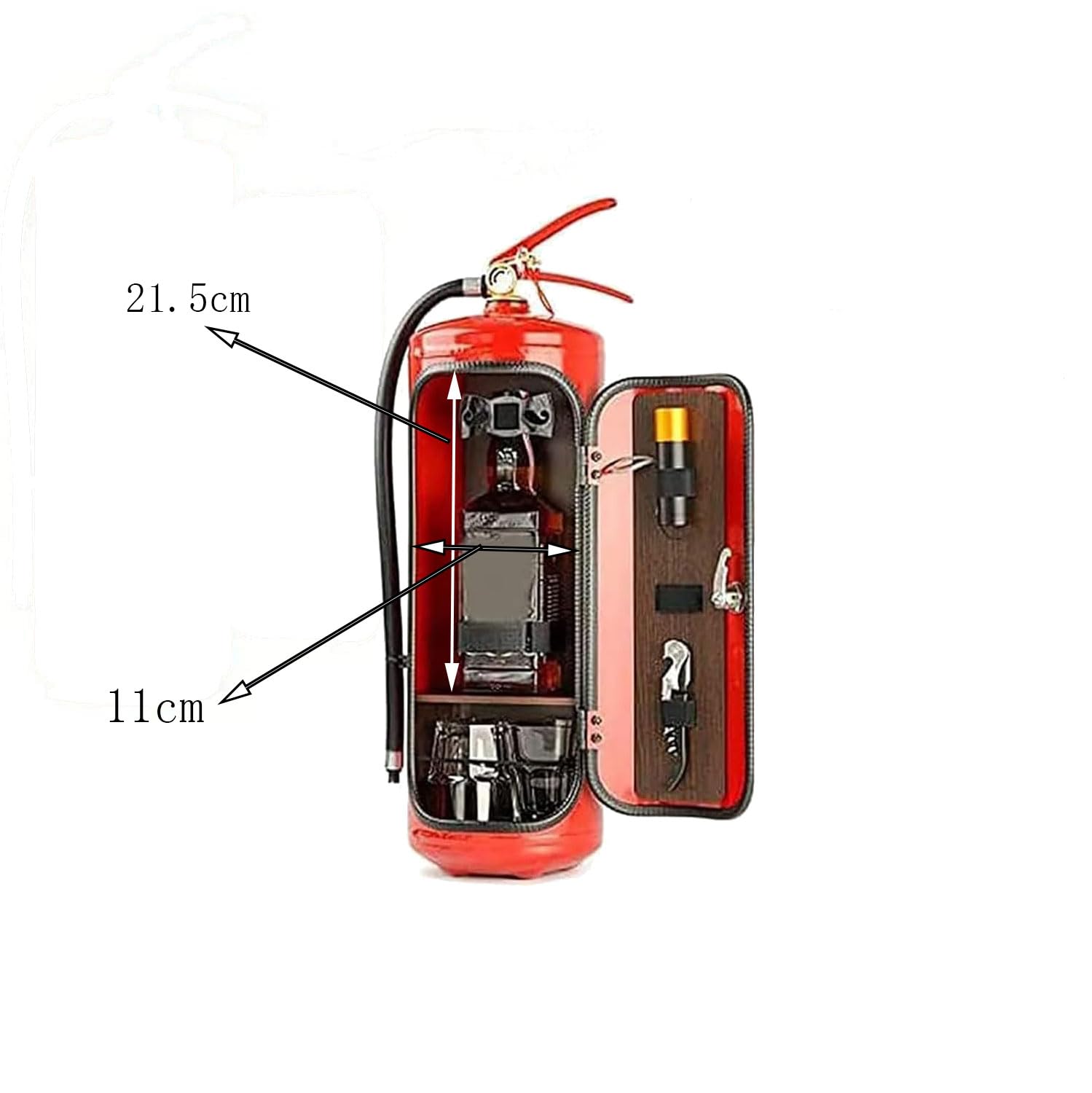 XUEQI 33cm Caja de Almacenamiento para Extintor Mini Bar Caja de Almacenamiento Portátil para Licores y Vasos Enfriadores de Vino Adornos Regalos para Hombres,Rojo