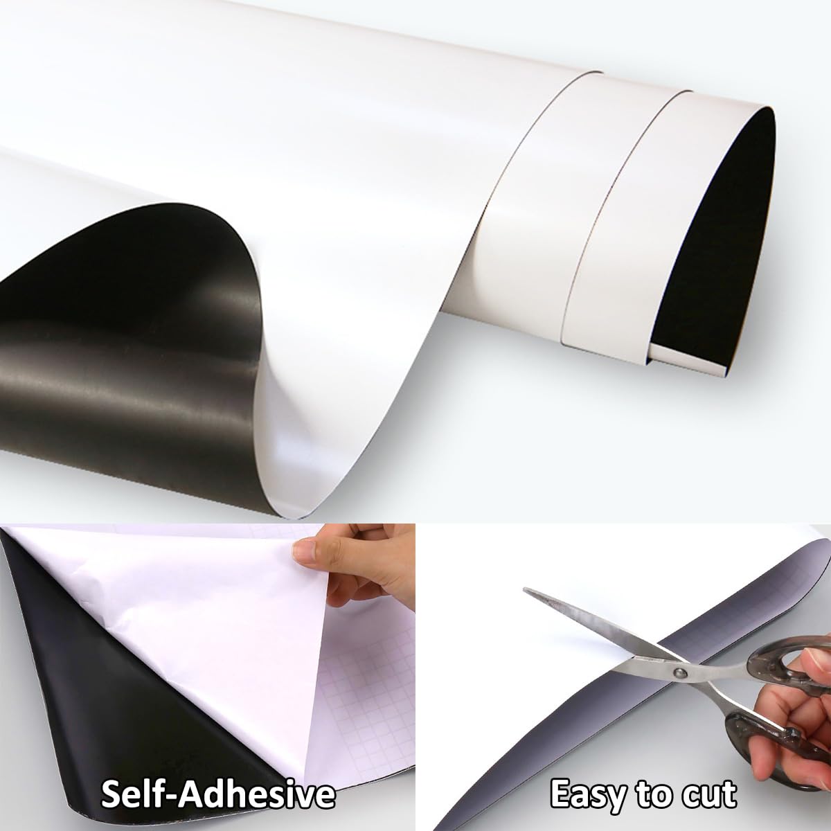 Magnetischer Whiteboard-Film-Aufkleber, trocken abwischbar, selbstklebend, Whiteboard-Papierbögen für Zuhause, Küche, Kühlschrank, Einkaufsliste und Büro, Notiz mit Löschen/Stiften/Magneten (Weiß, 150