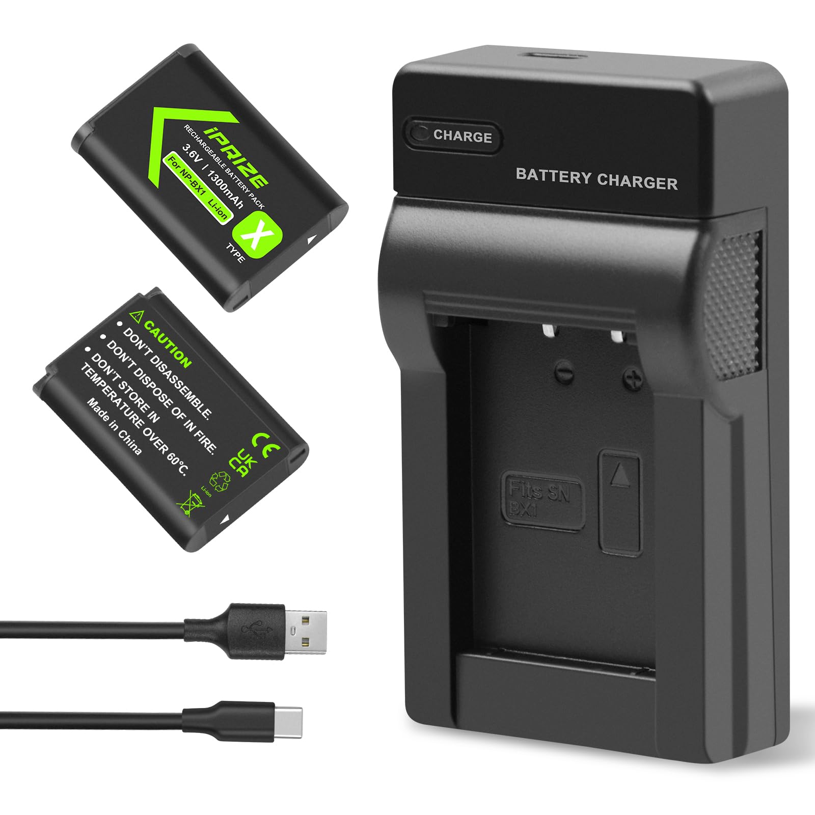 2 x akumulator NP-BX1 1300 mAh i ładowarka do Sony ZV-1, Cyber-Shot DSC-RX100 (II/III/IV/V/VA/VI/VII), DSC-WX500 HX300, HX400V, WX300, WX350, HDR-AS15, AS15, AS15 B, AS15S, BBAS30V