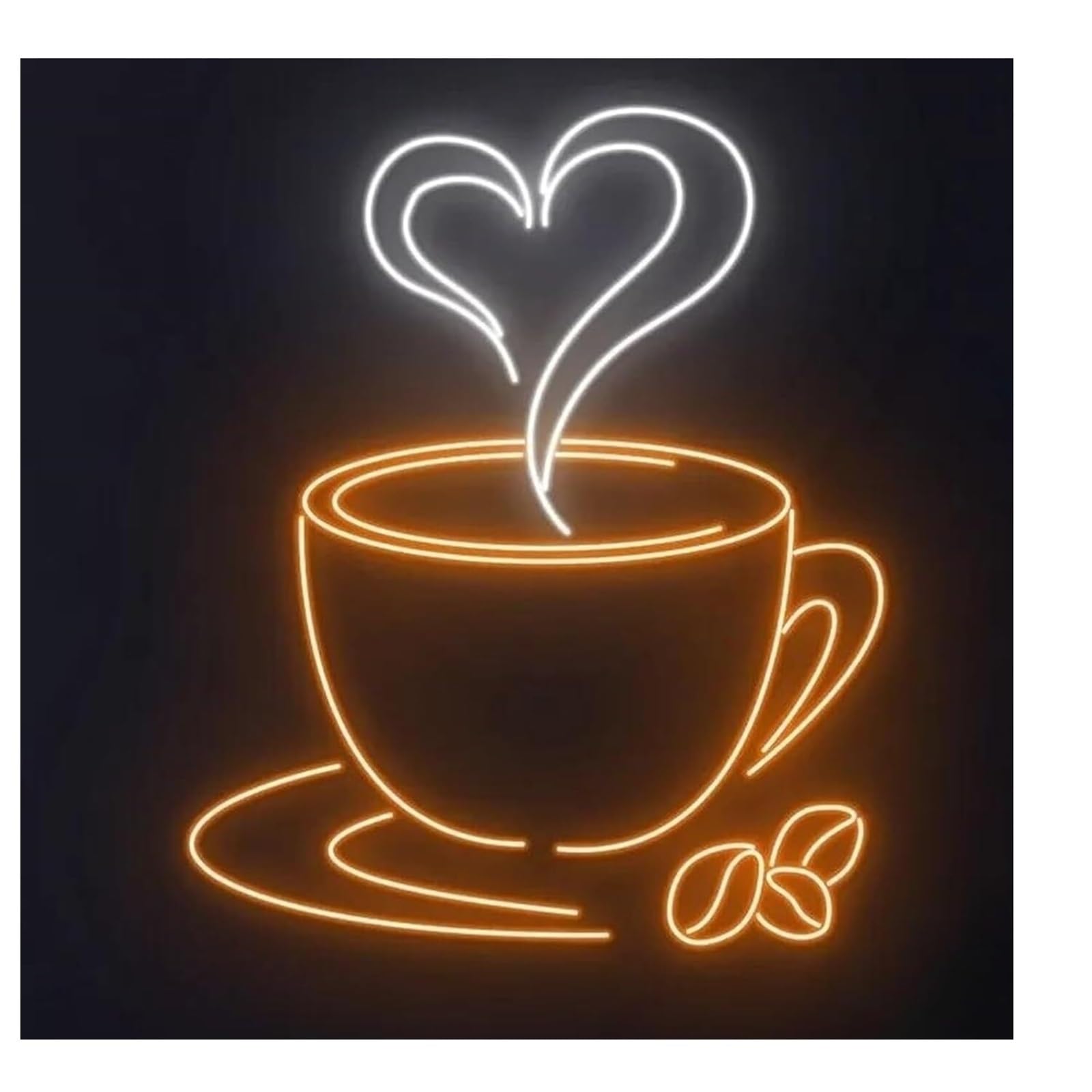 Zynther Neon lamp Soothing Atmosphere Lamp Heart Shaped Neon Sign Coffee Mug Tea Drink Powered Light