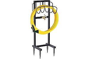 Freestanding Outdoor Garden Hose Holder with Brass Faucet and Spikes