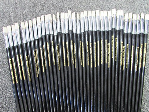 36-Artist Quality Brush Set White Bristle Hair Flat Oil/Acrylic # 10