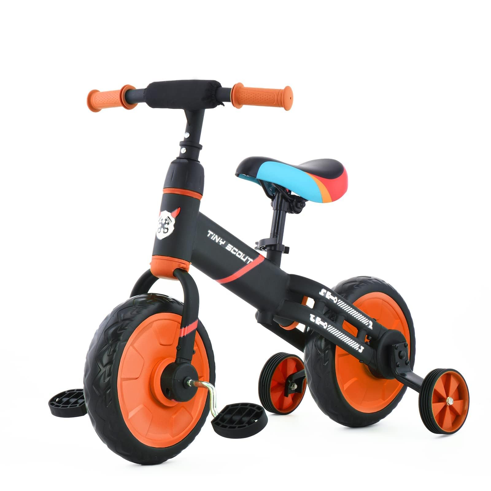 UBRAVOO Balance Bike for 2-5 Years Old Boys&Girls, 12 Inch 4-in-1 Toddler Walking Bicycle with Detachable Training Wheels & Pedals (JL102, Orange)