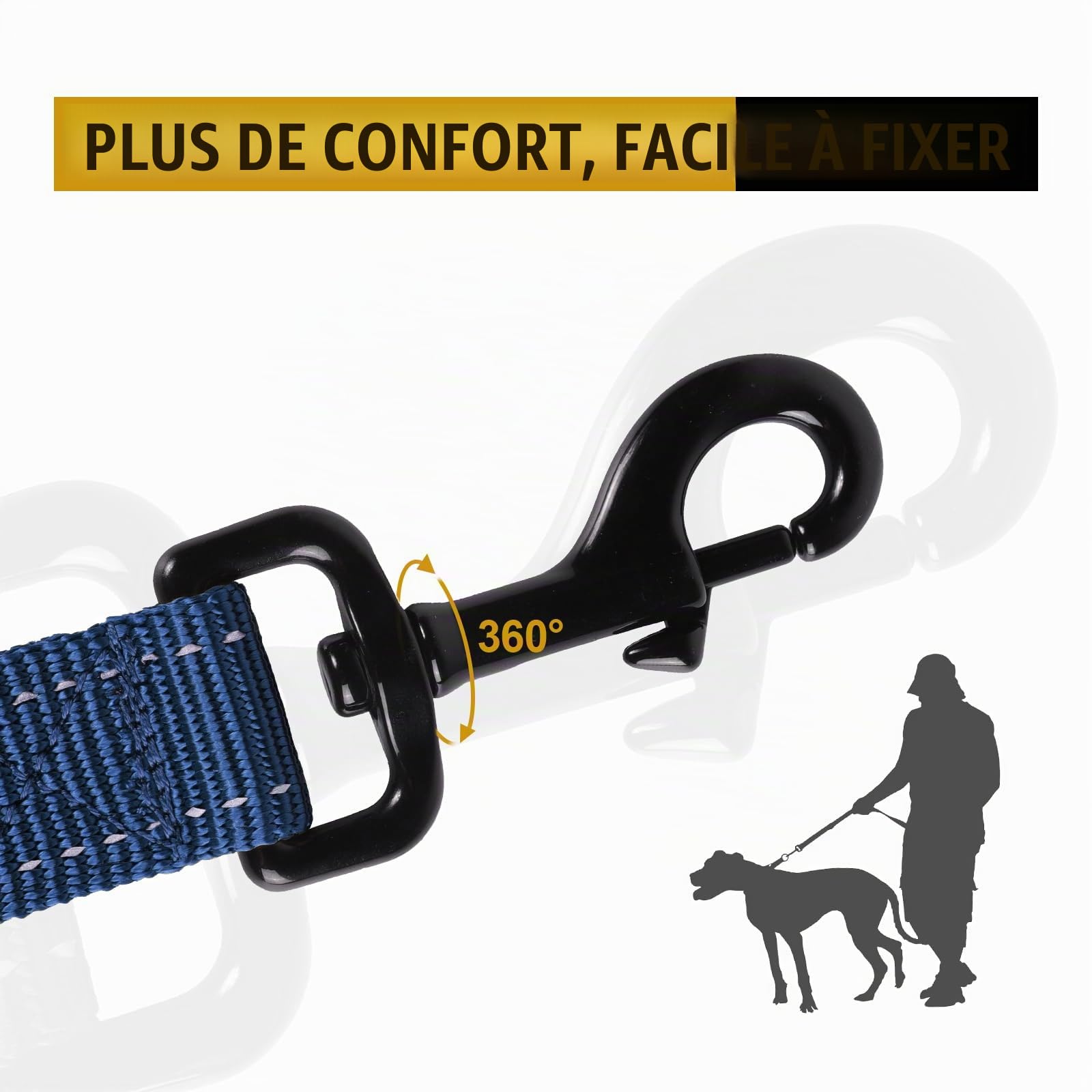 OneTigris Laisse double avec bandes réfléchissantes