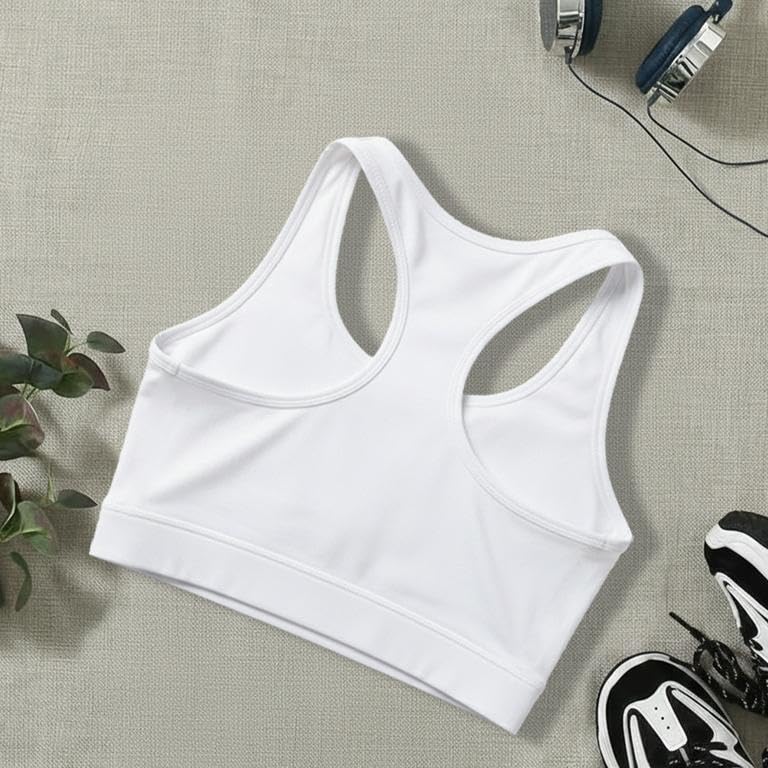 Image of BOLD & BEAUTY Women Cotton Blend Sports Bra with U-Neck, Racerback Style and Regular Straps for Workout, Yoga & Training (Pack of 3)