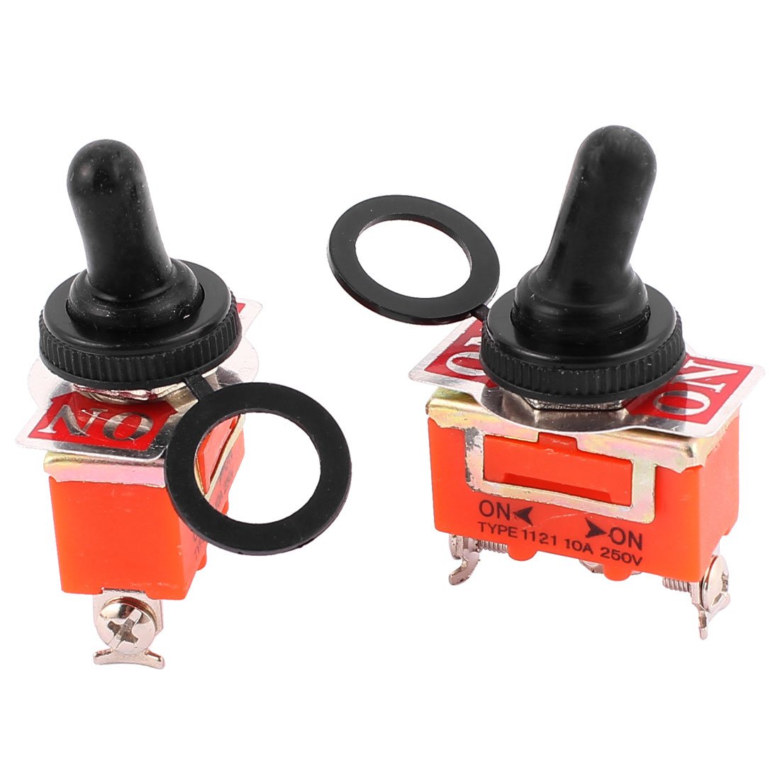 interruptor electronico 5 uds interruptores de CA 250V 10A SPDT ON-ON 2 posiciones interruptor de palanca de enganche palanca naranja con tapa