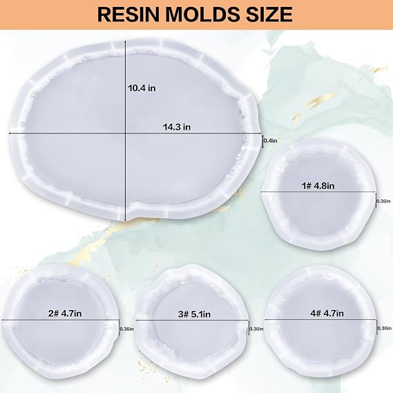 Resin Oval Tray Molds,Large Silicone Tray Molds with 4Pcs Silicone Coaster Molds for Epoxy Resin Casting,DIY Resin Crafts,Home Decoration