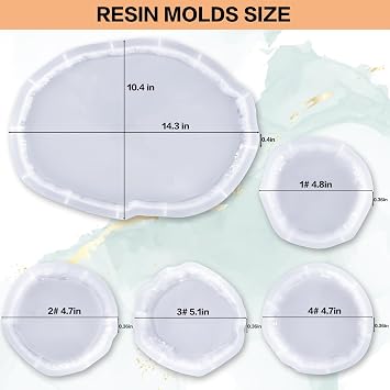 Resin Oval Tray Molds,Large Silicone Tray Molds with 4Pcs Silicone Coaster Molds for Epoxy Resin Casting,DIY Resin Crafts,Home Decoration