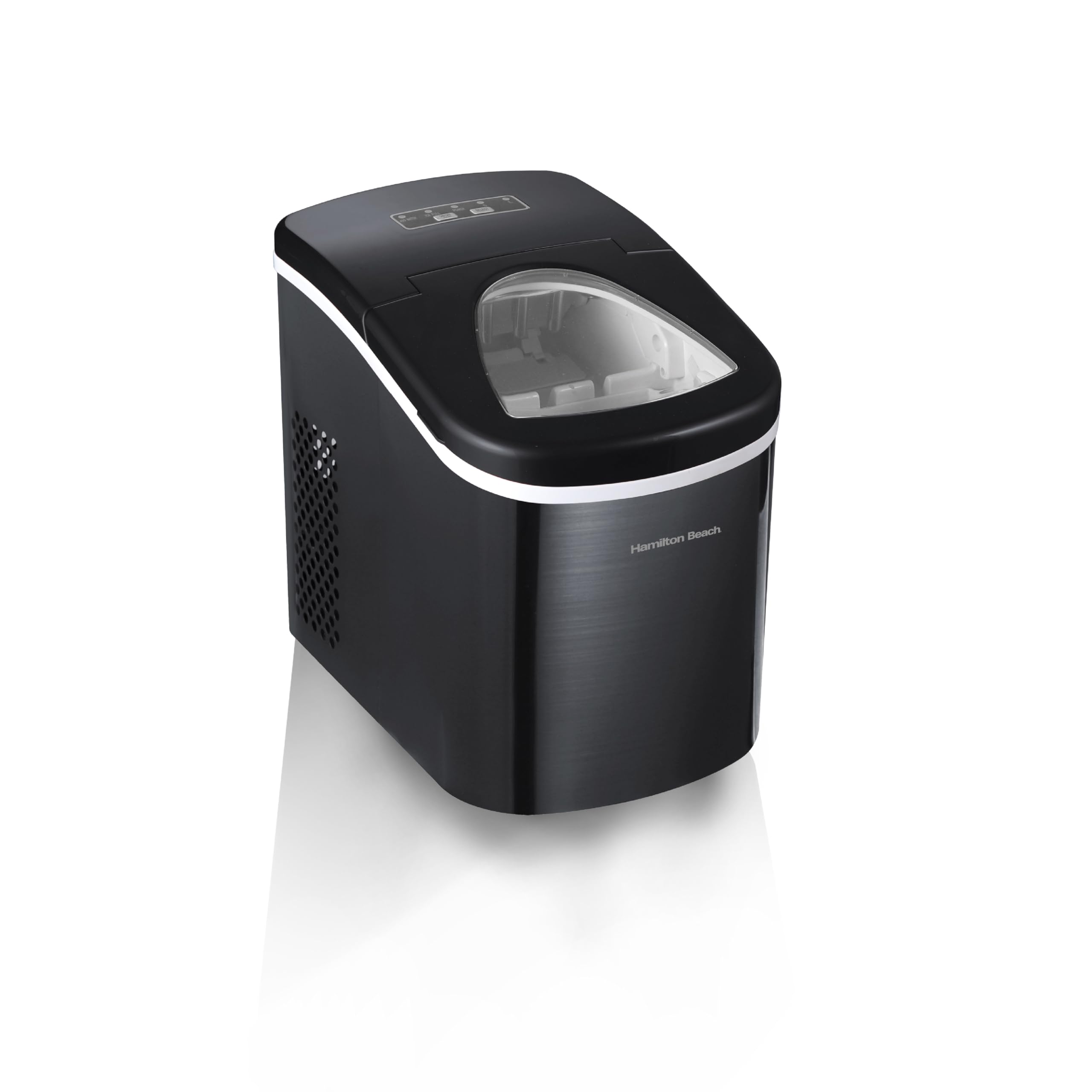 Hamilton Beach Compact Countertop Ice Maker, 26lbs of Ice per Day, Black Stainless on Fridge.com
