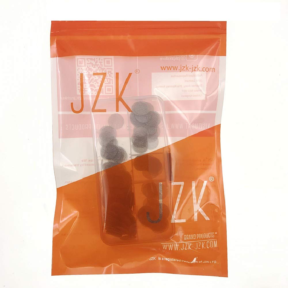 JZK 200 x Einlegesiebe aus Stahl 15mm, Silber fein Mesh Rauchen Pfeife Sieb Filter mit Kunststoff Box zum Rauchen von Bongs und Tabakpfeifen