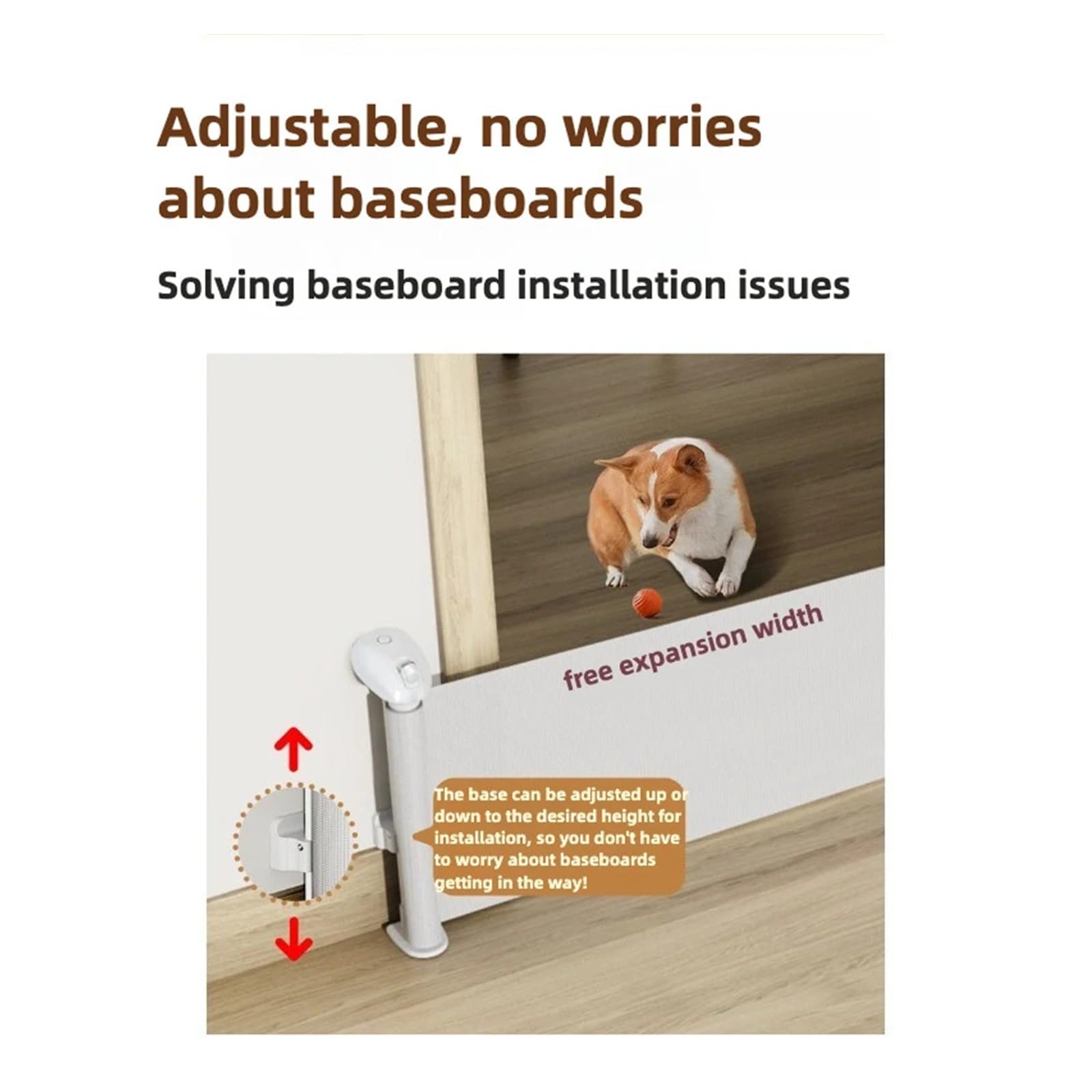 Cancelletto Estensibile Cancello for animali retrattile alto 45 cm | Recinzione di sicurezza senza perforazione con design antiscavo, recinzione for cani di facile installazione(45X200cm)