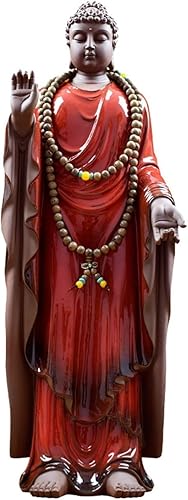 Estatua de Buda meditante, adornos de cerámica, ornamentos para el hogar, sala de estar, entrada, oficina, sala de té, escritorio chino, decoración