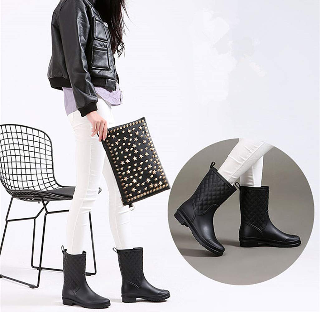 Bota Agua Mujer Jardín Trabajo Lluvia Botas Antideslizante Wellington Boots Negro Caqui Azul 36-43 Negro 42-2