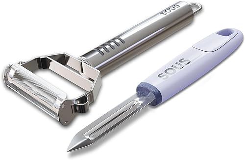 Pelador de frutas y verduras para cocina, pelador de juliana y pelador de verduras con hoja de acero inoxidable, pelador de zanahorias y patatas con