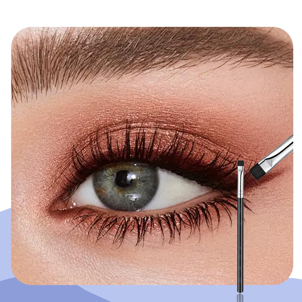 Pennelli per Sopracciglia, Pennello per Eyeliner, Pennello per Eyeliner Piatto, Pennello da Trucco, per Occhi, Sopracciglia, Ombretto, Labbra