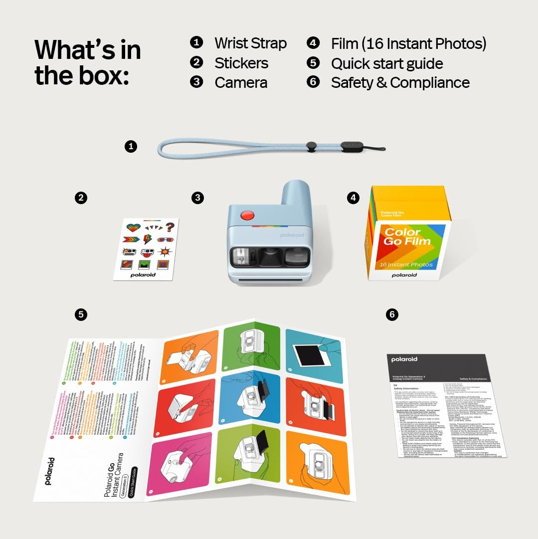 Polaroid - Bundle Instant Camera Go Gen 3 Light Blue + Go Color Film (16 Photos)