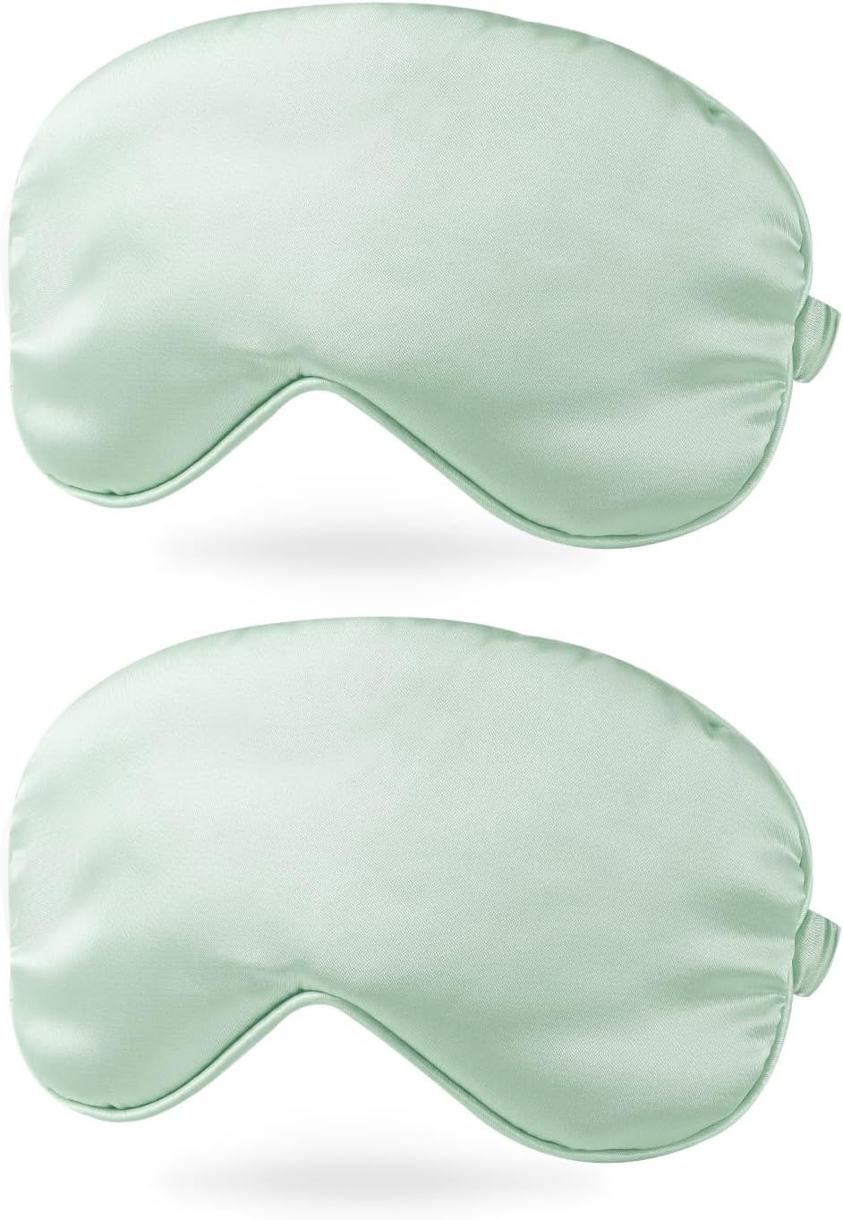 PATIKIL Silk Sleep Mask, 2 Pack Soft Satin Eye Protective Mask Blackout Eye Cover with Elastic Straps for Side Sleeping Women Men Travel, Light Green