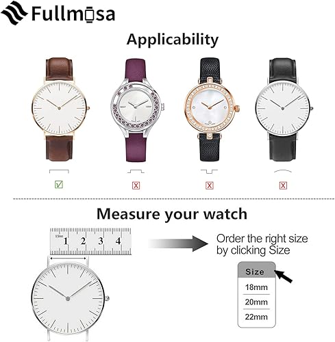 Miniatura 6 de Fullmosa Correa de reloj de liberación rápida de 0.866 in, 0.787 in y 0.709 in, bandas de cuero bruñido para Samsung Galaxy WatchHuaWei WatchGarmin