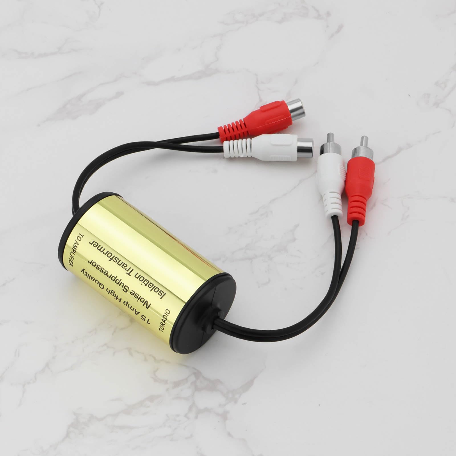2 szt. skutecznie redukujący hałas audio RCA męski na żeński 2-kanałowy filtr audio do samochodowego audio i domowych wzmacniaczy audio