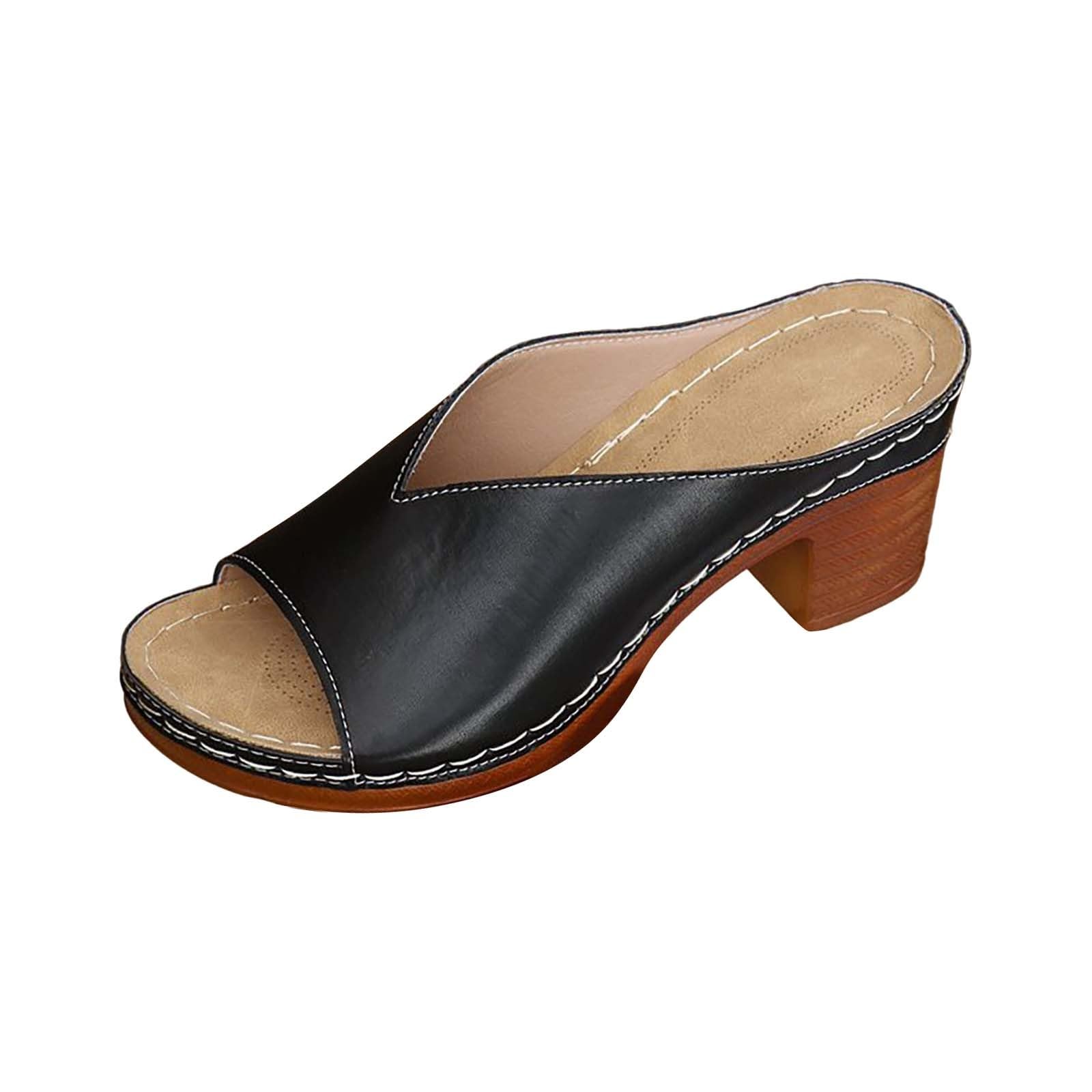 Sandalias de mujer de verano con tacón ancho cómodo - Chanclas elegantes abiertas casuales de corcho ligeras y cómodas sandalias de plataforma estilo bohemio zapatos chic para oficina, paseo