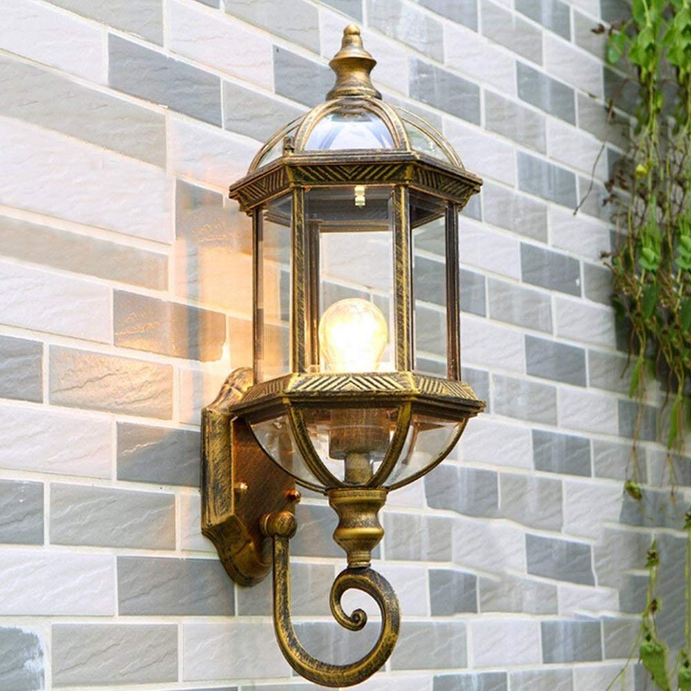 Zewnętrzna lampa ścienna na dziedzińcu Willa Ogród Zewnętrzny aluminiowy słupek do drzwi Kinkiet Ozdobiony balkon Korytarz Nawa hotelowa Wodoodporna IP54 Latarnia ścienna Oprawa E27 Oświetlenie