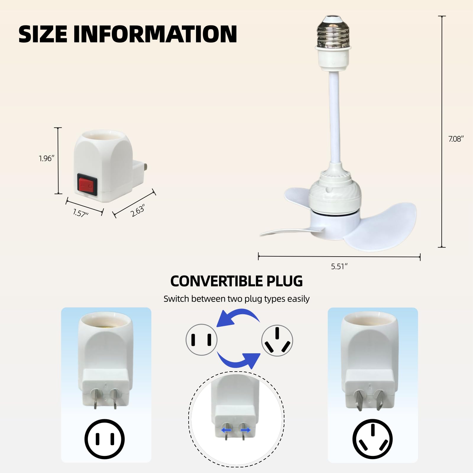 Kit di ventilatore con presa E27 con adattatore di presa, mini ventilatore elettrico silenzioso con collo d'oca flessibile, base per lampadina e risparmio energetico, ventilatore da scrivania