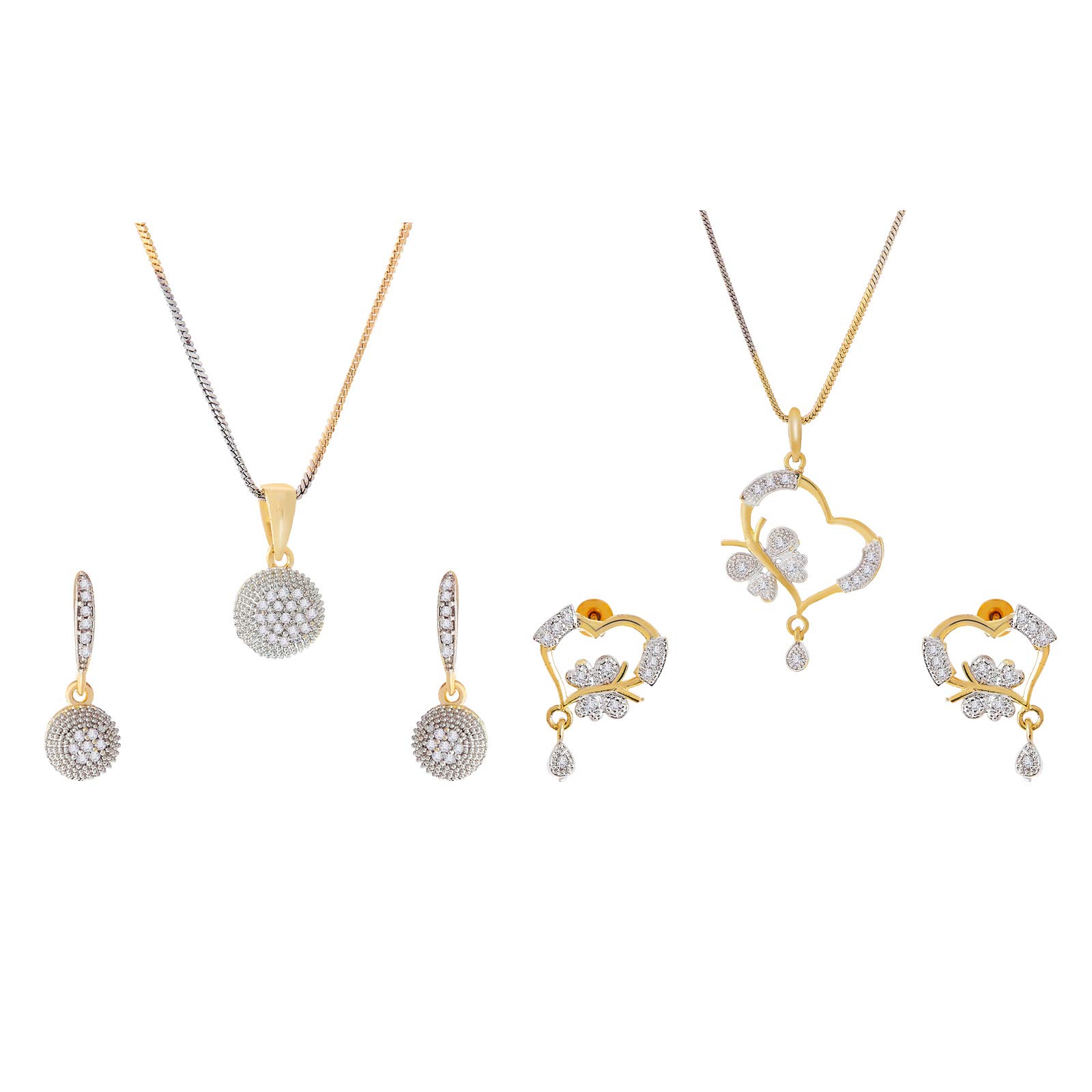 ZENEME Heart Shape Ad and Gold Plated Big Size Pendant Necklace Set for Women & Girls (Valentine Gift Special) (Design 5) (B07KVBM68N) Amazon Price History, Amazon Price Tracker