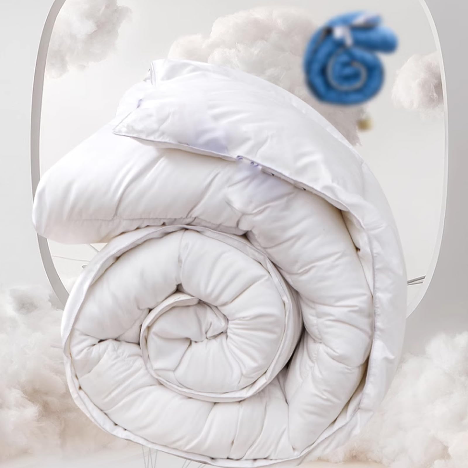 FfiMe Luxurious Goose Feathers Down Comforter,Grey Thickened Heavyweight Warmth Duvet Insert Cotton Cover with Corner Tabs (Grey, King Winter),87 * 94 inches (5kg) (White)