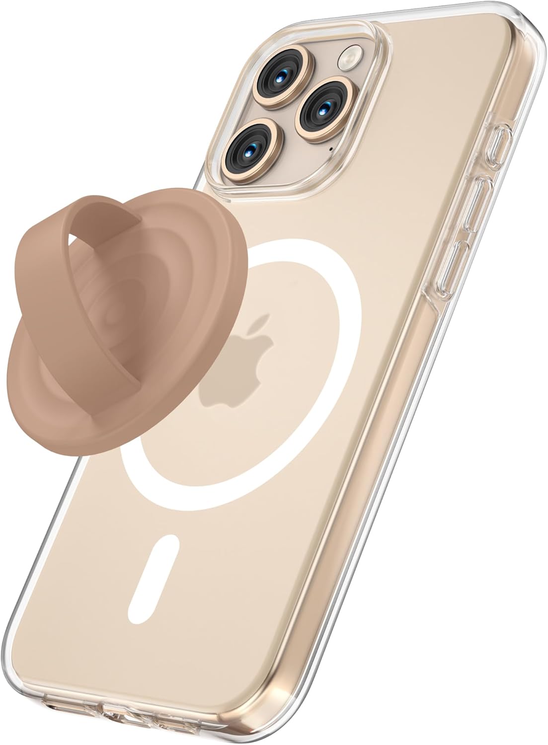 Magnetic Phone Grip Holder Compatible with MagSafe, Ultra Thin Silicone Finger Loop Ring Magnetic Grips for Back of Phone for iPhone Pro Max/Plus/16/15/14/13/12 Series, Dune Brown