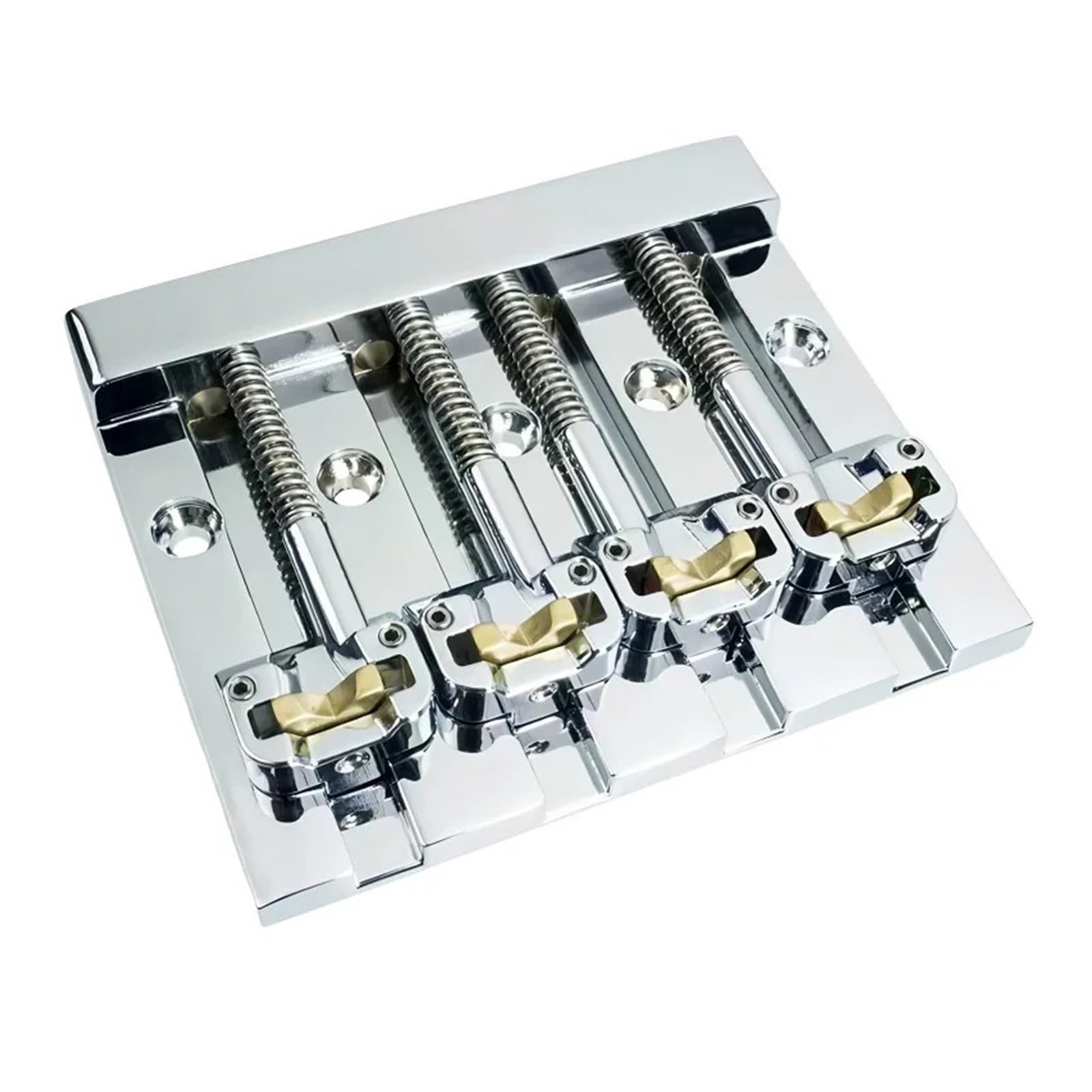 Ponte for basso a 4 corde in lega di zinco, accessorio for strumento basso stile Hipshot durevole e stabile cromato a 5 fori