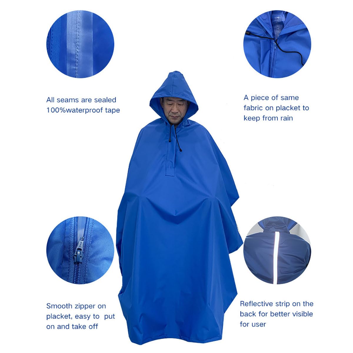 Poncho impermeable para silla de ruedas, cubierta de lluvia para silla de ruedas con capucha, reutilizable, ligero, transpirable, capa impermeable para silla de ruedas para adultos, capa de lluvia