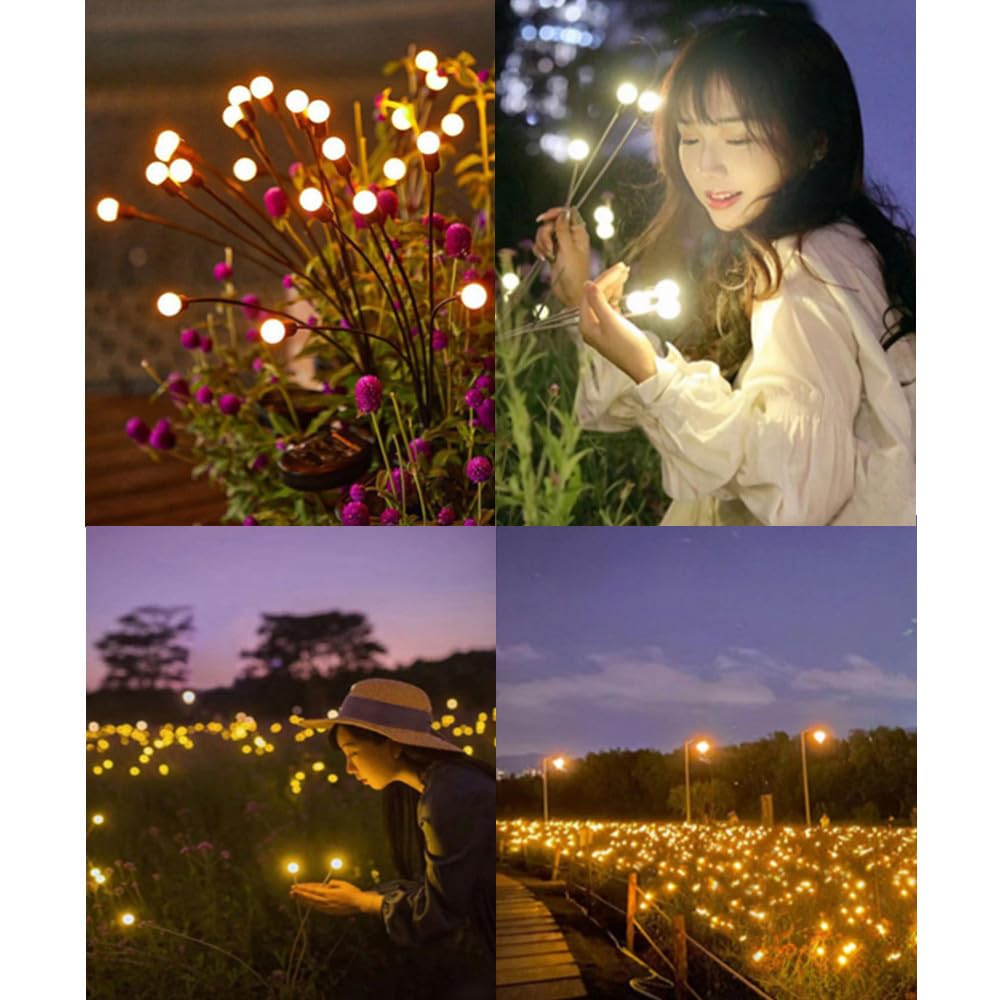 Solar Garden Lights Outdoor Waterproof Solar Firefly Lights Swaying Lights Garden Decorative Lights for Outside Garden Decor Yard Patio Decorations Pathway Lawn Decorations (Cold White 20 LEDs) - Image 2