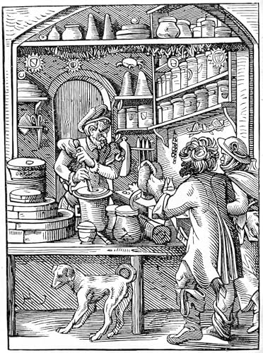 Toile murale haut de gamme Jost Amman peinture pharmacien 60x90