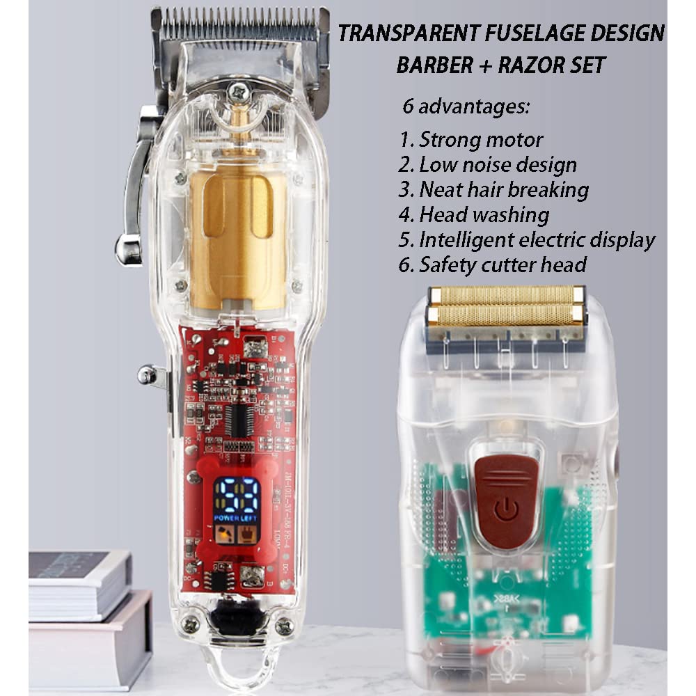 Rasoio elettrico e tagliacapelli da uomo, 2 in 1, multifunzione, ricaricabile tramite USB, senza fili, con rasoio di precisione, 100% impermeabile, bagnato e asciutto