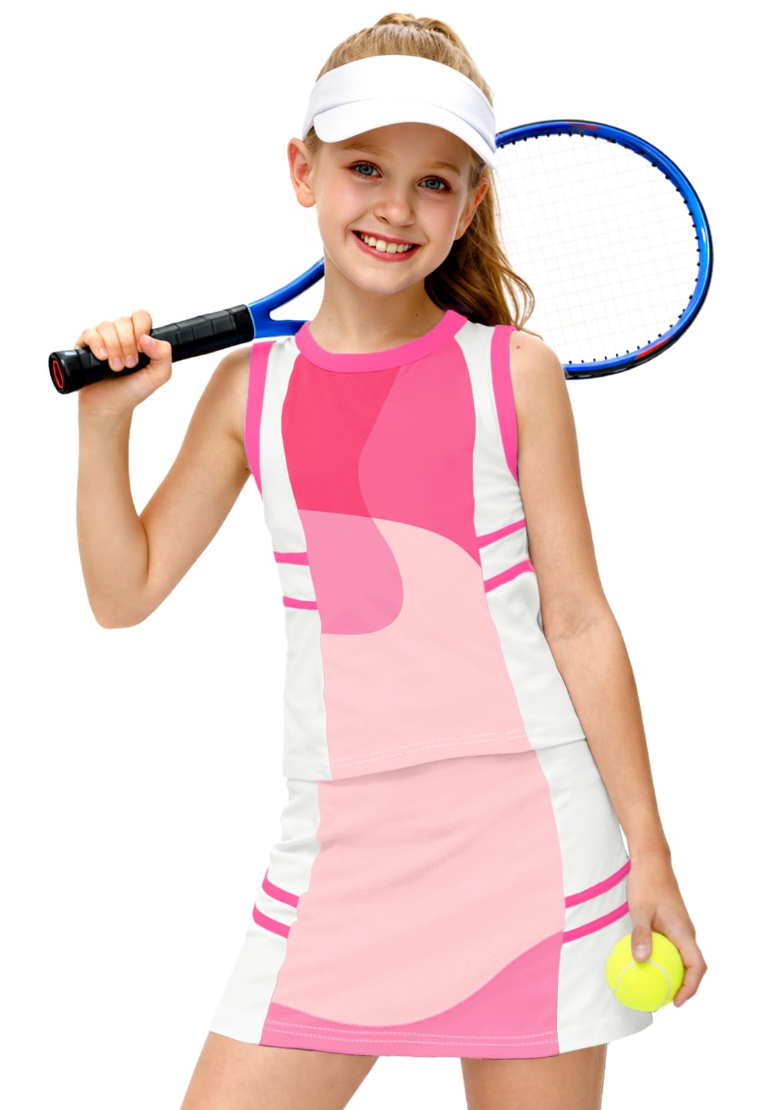 AOBUTE Girls Tennis Golf Outfit Tank Top and Skirt with Shorts Set 4-12 Years