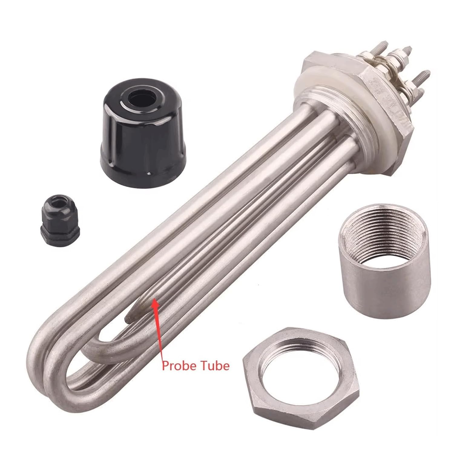 DN32 Electric Heating Element with Probe Tube Screw Heater for Water SUS304 Boiler Immersion Water Heater 220V/380V 3kw