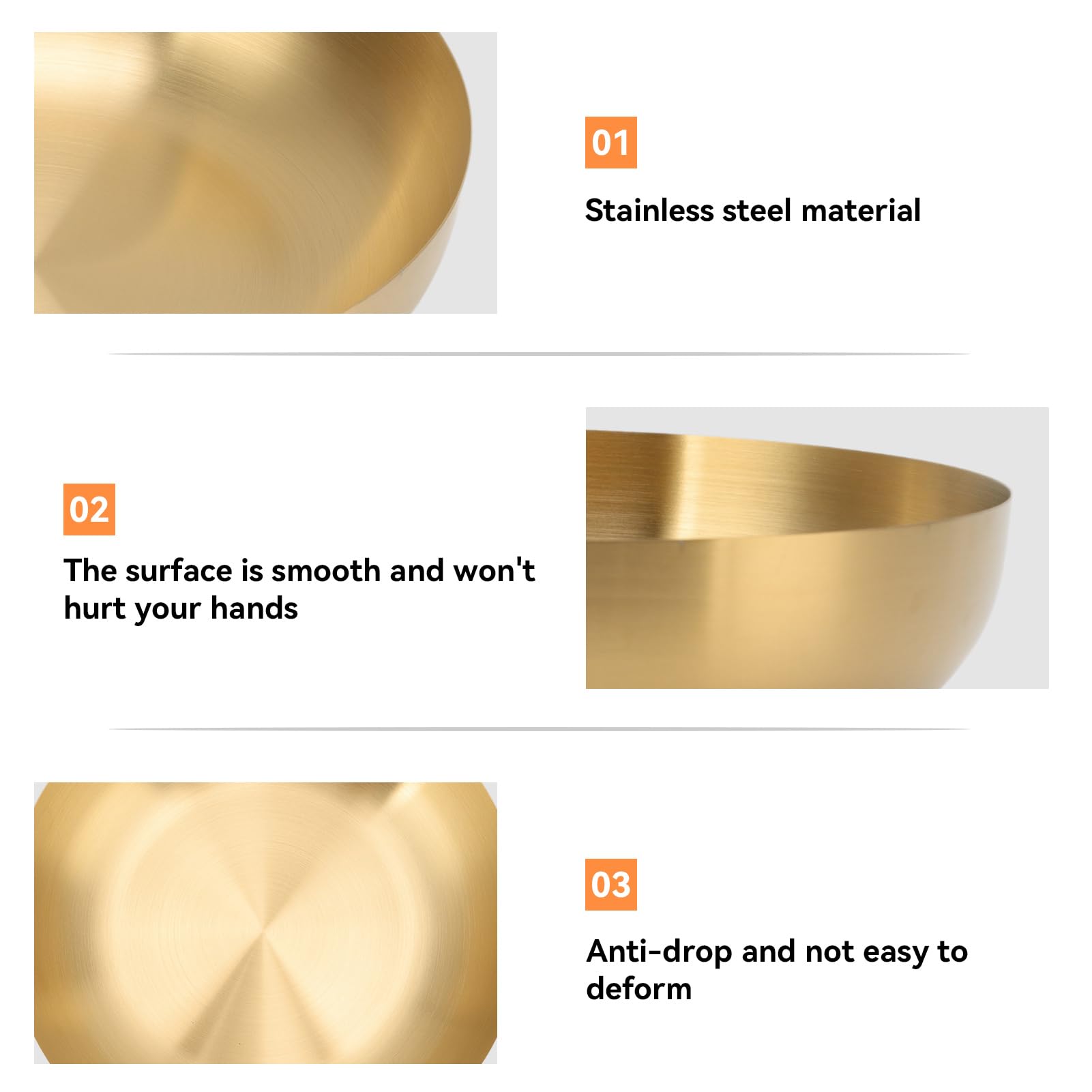 HERCHR Metal Serving Bowl, Stainless Steel Fruit Bowl Salad Serving Bowl for Salad, Fruit, Candy, 24cm/9.4inch