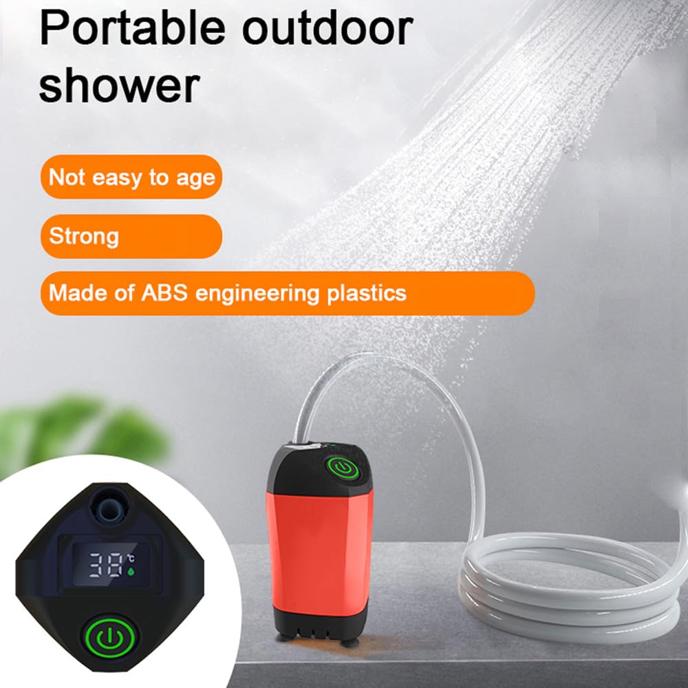 ACAGALA Portable Shower for Camping Electric Shower Pump IPX7 Waterproof with Digital Display for Camping Hiking Backpacking Travel Beach Pet Watering