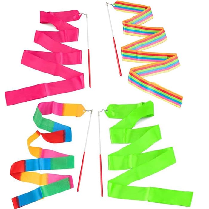 Buy BOBOZHONG Dancing Streamers,4 Pack Dance Ribbons,Rainbow Streamers